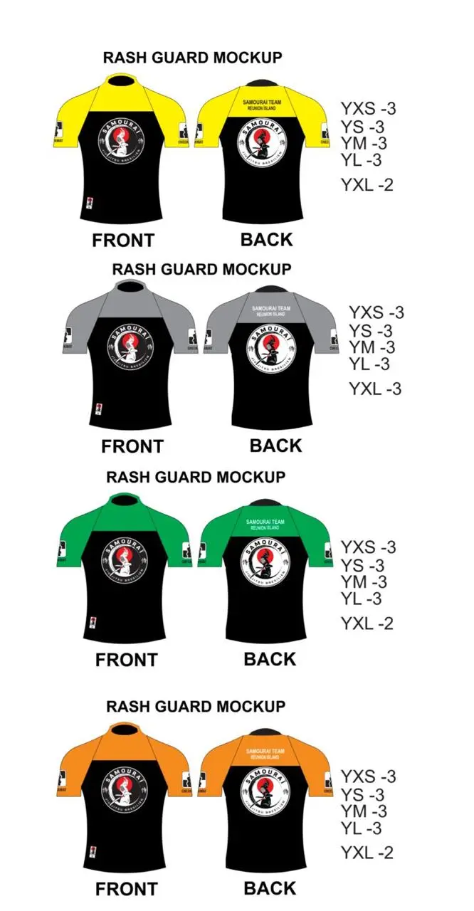 rashguard enfant par couleur de ceinture