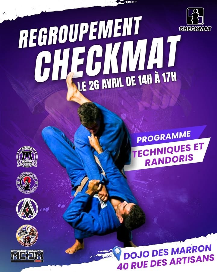 Photo publiée par JJB Les Samouraï — ✨️Regroupement CHECKMAT Reunion✨️ 🗓 VENDREDI 26 AVRIL 14 à 17h00 au dojo marrons à Saint denis Pour rappel il n'y aura d